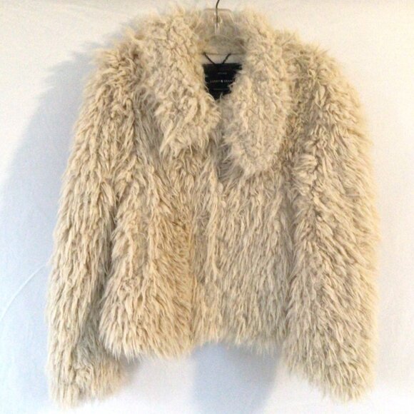 Lucky Brand Shaggy Cream Coat Sz XS - Picture 1 of 6